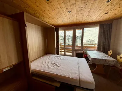 Un ou plusieurs lits dans un hébergement de l'établissement Studio Luxe 30m² avec Balcon, Proche Pistes, 4 Pers, Tignes - FR-1-449-101