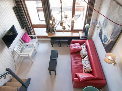 Coin salon dans l'établissement Studio avec mezzanine, Tignes, 36m², wifi, proche pistes - FR-1-449-115