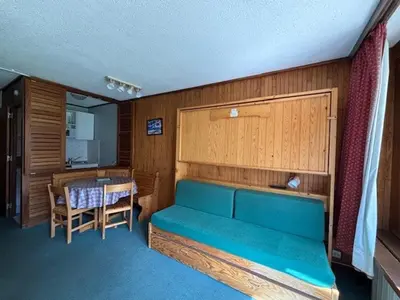 Coin salon dans l'établissement Studio cosy pour 4 à Tignes, proche pistes - FR-1-449-144