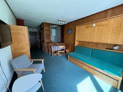 Coin salon dans l'établissement Studio cosy pour 4 à Tignes, proche pistes - FR-1-449-144