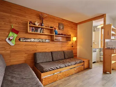 Cuisine ou kitchenette dans l'établissement Appartement 2 pièces avec balcon au pied des pistes, 4 personnes - FR-1-455-14