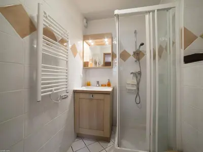 Salle de bains dans l'établissement Appartement 3 pièces ski aux pieds, parking, internet inclus - FR-1-352-2
