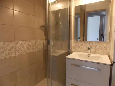 Salle de bains dans l'établissement Appartement rénové skis aux pieds à Belle Plagne - FR-1-351-60