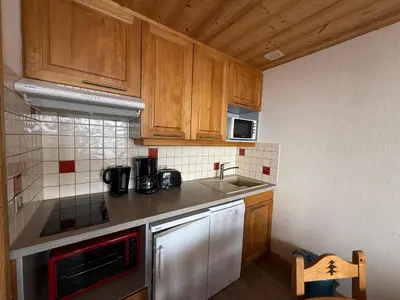 Cuisine ou kitchenette dans l'établissement Studio cosy au Val-Claret, Tignes, ski aux pieds, vue montagne - FR-1-449-124