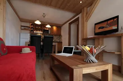 Télévision ou salle de divertissement dans l'établissement Chalet des Neiges : La Cime Des Arcs