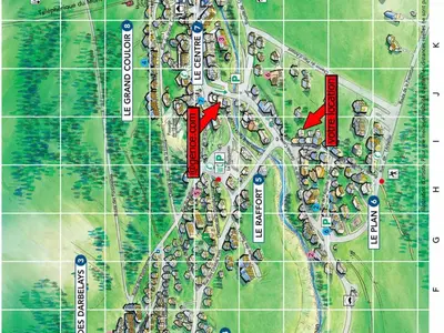 Plan de l'établissement Chalet mitoyen avec jardinet, 3 pièces, 6 personnes - FR-1-464-8