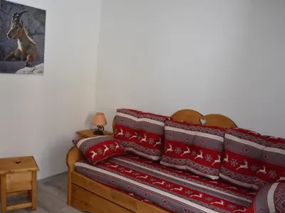 Un ou plusieurs lits dans un hébergement de l'établissement Appartement neuf 4 pièces centre-ville, 8 personnes, Pralognan-la-Vanoise - FR-1-464-58