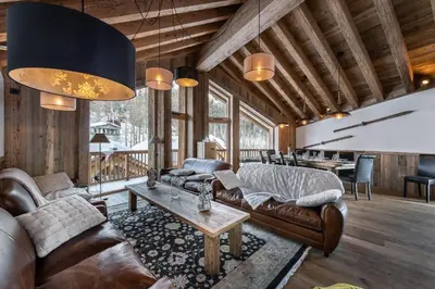 Coin salon dans l'établissement Chalet Chez Sylvain