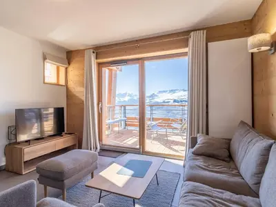 Coin salon dans l'établissement Appart 3 ch. moderne Les Arcs 1800, 8 pers., accès détente - FR-1-352-48