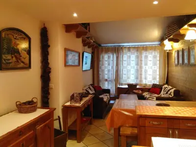 Coin salon dans l'établissement Le Pramecou Tignes Val Claret