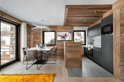 Cuisine ou kitchenette dans l'établissement Appartement Flocon - LES CHALETS COVAREL