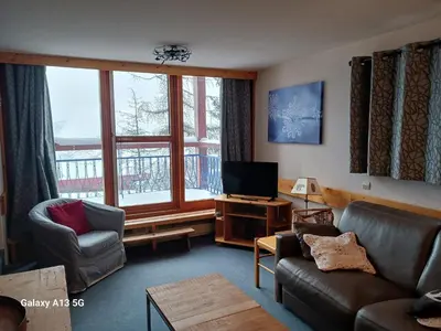 Coin salon dans l'établissement Duplex 4 pièces, 8 personnes, skis aux pieds aux Arcs 1800 - FR-1-411-2