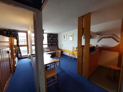 Un ou plusieurs lits dans un hébergement de l'établissement Appartement cosy 2 pièces pour 5 personnes, station Arc 1800, animaux admis - FR-1-411-60