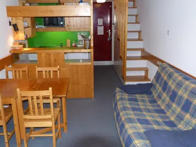 Cuisine ou kitchenette dans l'établissement Duplex 2 pièces, 6 pers., ski aux pieds, Arc 1800, animaux admis - FR-1-411-219