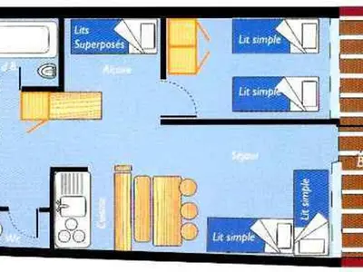 Plan de l'établissement Arc 1800 : Apt 2 pièces 4 pers, balcon, animaux admis - FR-1-411-419