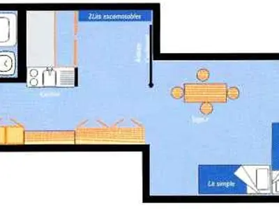 Plan de l'établissement Studio skis aux pieds pour 4 pers., animaux admis aux Arcs 1800 - FR-1-411-291