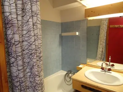 Salle de bains dans l'établissement Appartement 4 pers à Vallandry avec balcon et animaux acceptés - FR-1-411-359