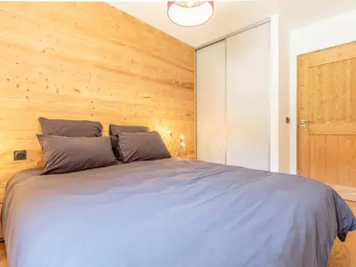 Un ou plusieurs lits dans un hébergement de l'établissement Appartement moderne 3 chambres aux Arcs 1800 - FR-1-352-54