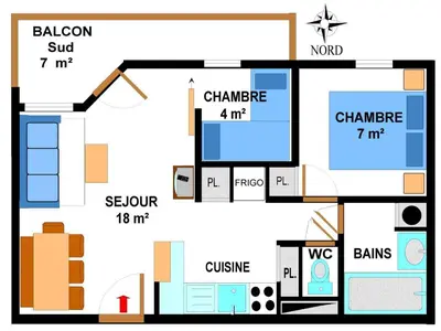 Plan de l'établissement Appartement spacieux 6 pers. avec balcon et parking au pied des pistes - FR-1-508-104