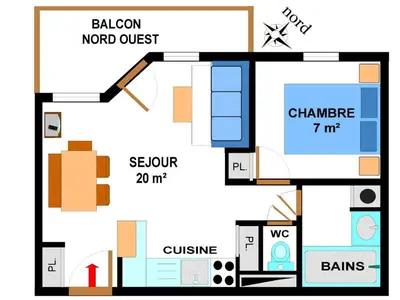 Plan de l'établissement Appartement Confort 4 Pers, Pied des Pistes, Parking Inclus, Lanslevillard-Val Cenis - FR-1-508-119