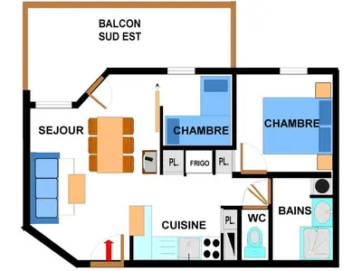 Plan de l'établissement Spacieux appartement 6 pers. au pied des pistes avec parking et WIFI - FR-1-508-129