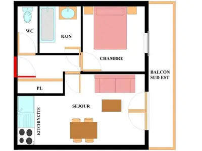 Plan de l'établissement Appartement cosy 4 pers. au pied des pistes avec piscine et parking - FR-1-508-143
