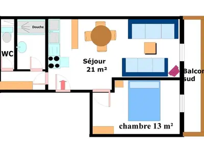 Plan de l'établissement Appartement spacieux 5 pers avec balcon et wifi à Lanslebourg - FR-1-508-146