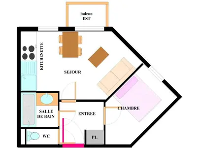 Plan de l'établissement Appartement à Val-Cenis - 4 pers, pied des pistes, piscine, balcon, parking, WiFi gratuit - FR-1-508-149