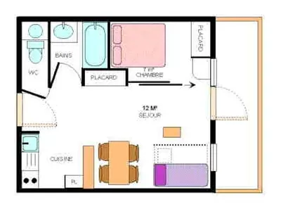 Plan de l'établissement Appartement 4 pers Termignon avec wifi, parking, casier à ski - FR-1-508-151