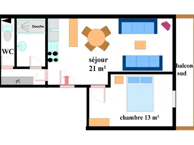 Plan de l'établissement Spacieux appartement 5 pers, balcon, WiFi - Lanslebourg - FR-1-508-154