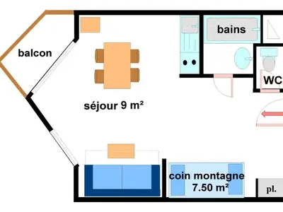Plan de l'établissement Appartement pour 4 personnes avec balcon exposé sud au pied des pistes à Val Cenis Lanslevillard - FR-1-508-172