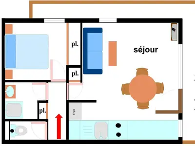 Plan de l'établissement Appartement rénové 4 pers, terrasse, au pied des pistes à Val-Cenis - FR-1-508-178