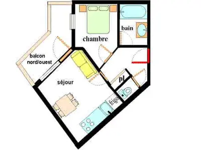 Plan de l'établissement Appartement cosy 4 pers, pieds des pistes et piscine, Val-Cenis - FR-1-508-186