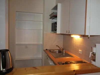 Cuisine ou kitchenette dans l'établissement Appartement cosy 4 pers - Pied des pistes, balcon et wifi gratuit - FR-1-508-193