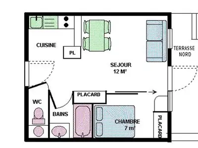 Plan de l'établissement Appartement cosy 4 pers - Pied des pistes, balcon et wifi gratuit - FR-1-508-193