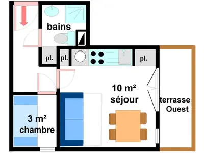 Plan de l'établissement Appartement pour 4 à Val Cenis Lanslevillard, proche caravaneige et remontées mécaniques - FR-1-508-209