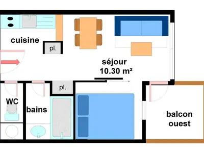 Plan de l'établissement Appartement cosy 4 pers - Résidence Le Pied de Pistes, au pied des remontées mécaniques - FR-1-508-23