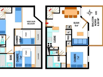Plan de l'établissement Duplex 10 pers au pied des pistes avec parking, balcon et wifi à Val Cenis - FR-1-508-25