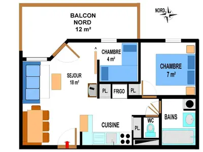Plan de l'établissement Appartement spacieux 6 pers au pied des pistes avec parking & WiFi - FR-1-508-26