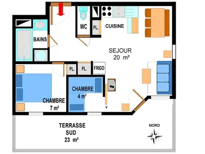 Plan de l'établissement Appartement spacieux 6 pers avec parking et WIFI, pieds des pistes Val Cenis - FR-1-508-29