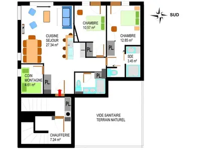 Plan de l'établissement Appartement spacieux pour 8 personnes à Val Cenis Lanslevillard, proche des pistes et commodités - FR-1-508-38