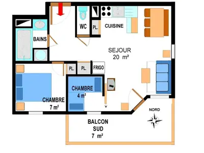Plan de l'établissement Appartement spacieux à Lanslevillard avec balcon et parking - FR-1-508-51