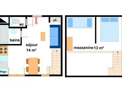 Plan de l'établissement Appartement cosy pour 5 à Val Cenis Lanslevillard, résidence Les Hauts de Val Cenis, pied des pistes - FR-1-508-82