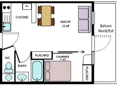 Plan de l'établissement Appartement cosy 4 pers, Termignon, pied des pistes, Wifi - FR-1-508-99