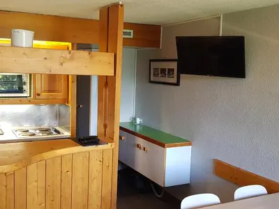 Cuisine ou kitchenette dans l'établissement Studio skis aux pieds pour 5 pers, Les Arcs 1800, animaux admis - FR-1-411-475