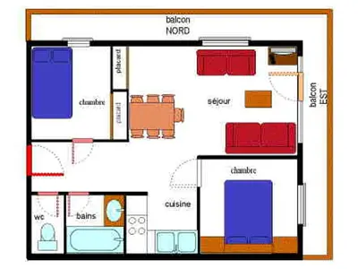 Plan de l'établissement Appartement 6 pers avec WIFI proche des pistes - FR-1-508-214