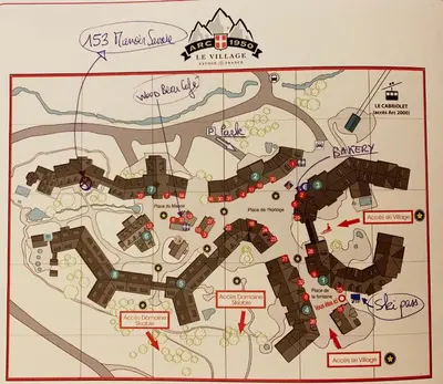 Plan de l'établissement Arc 1950 Manoir Savoie Skis aux pieds