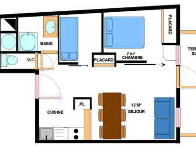 Plan de l'établissement Appartement 6 pers au pied des pistes avec Wifi gratuit - FR-1-508-1