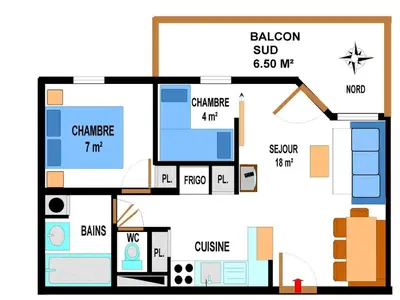Plan de l'établissement Appartement spacieux 6 pers, balcon sud, parking - FR-1-508-8