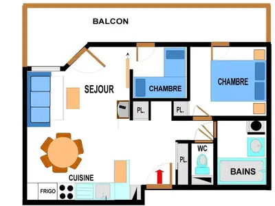 Plan de l'établissement Appartement spacieux 6 pers, parking, au pied des pistes - FR-1-508-11